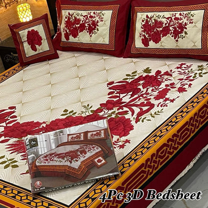 4Pc 3D Panel Bedsheet🔥