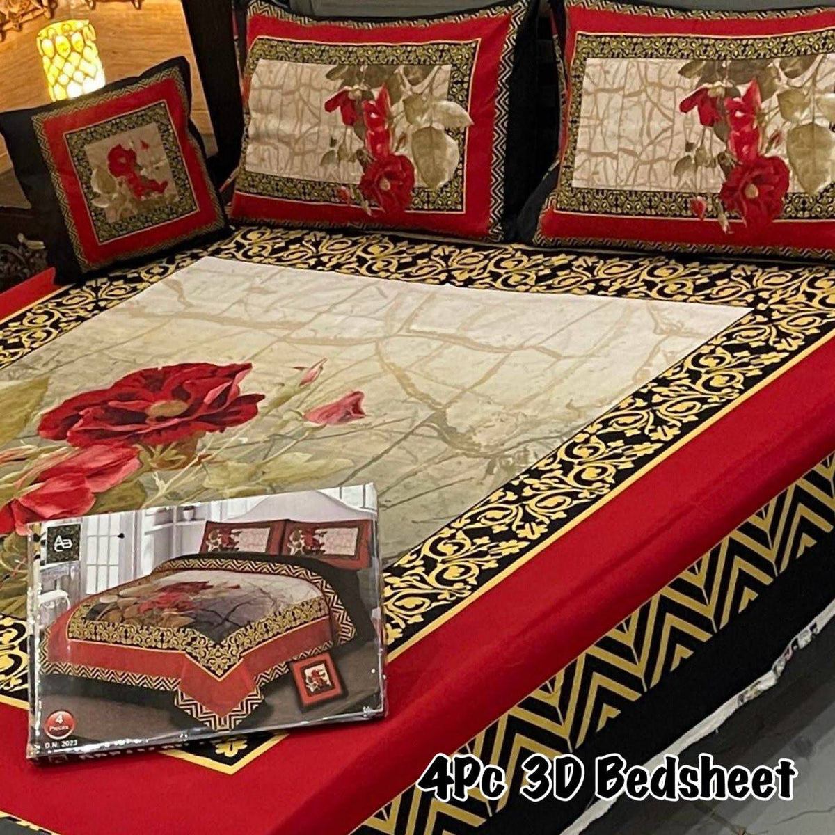 4Pc 3D Panel Bedsheet🔥