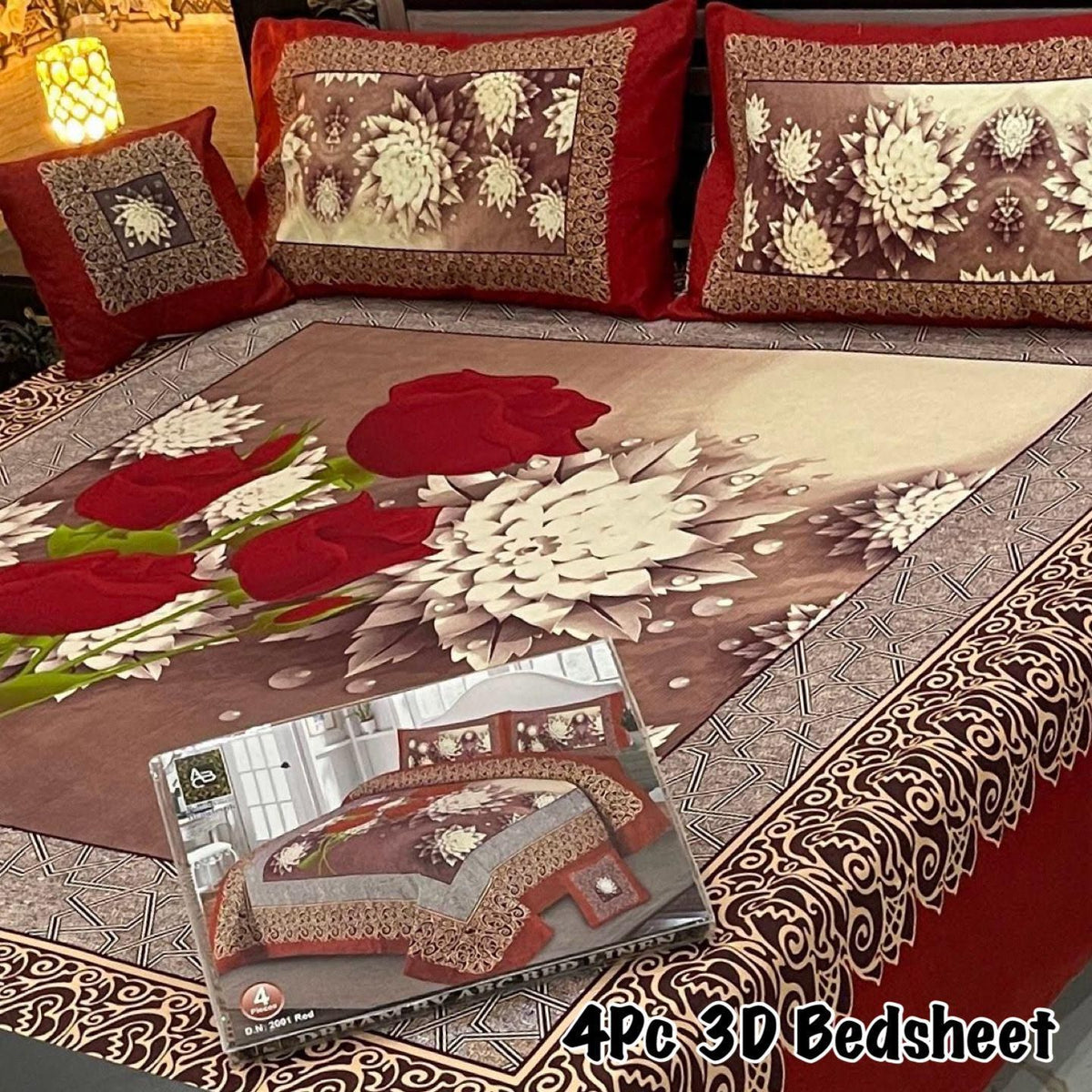4Pc 3D Panel Bedsheet🔥