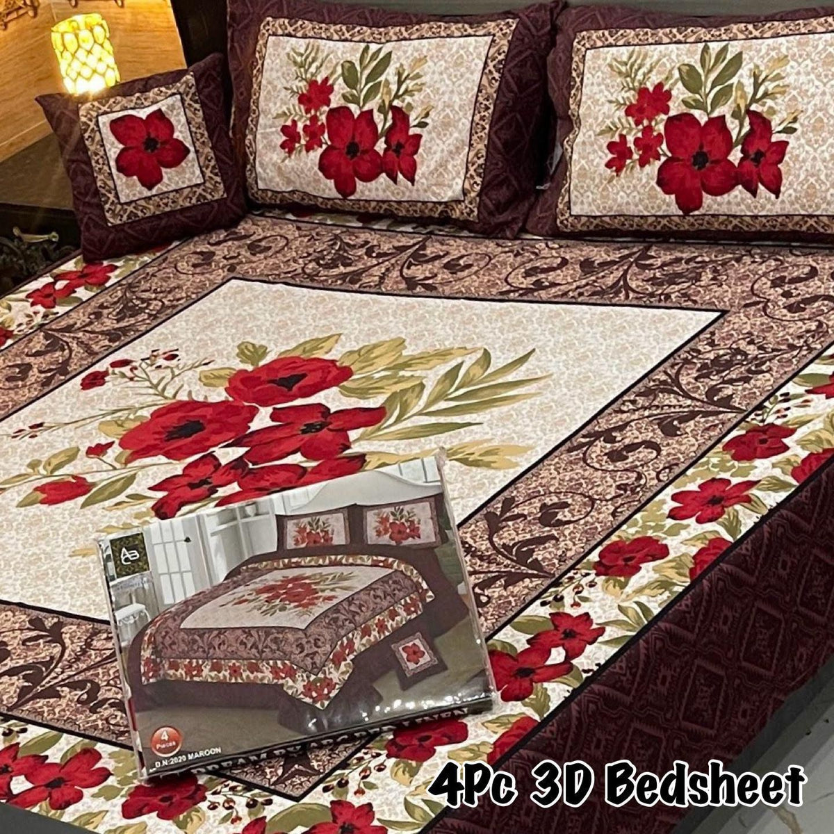 4Pc 3D Panel Bedsheet🔥