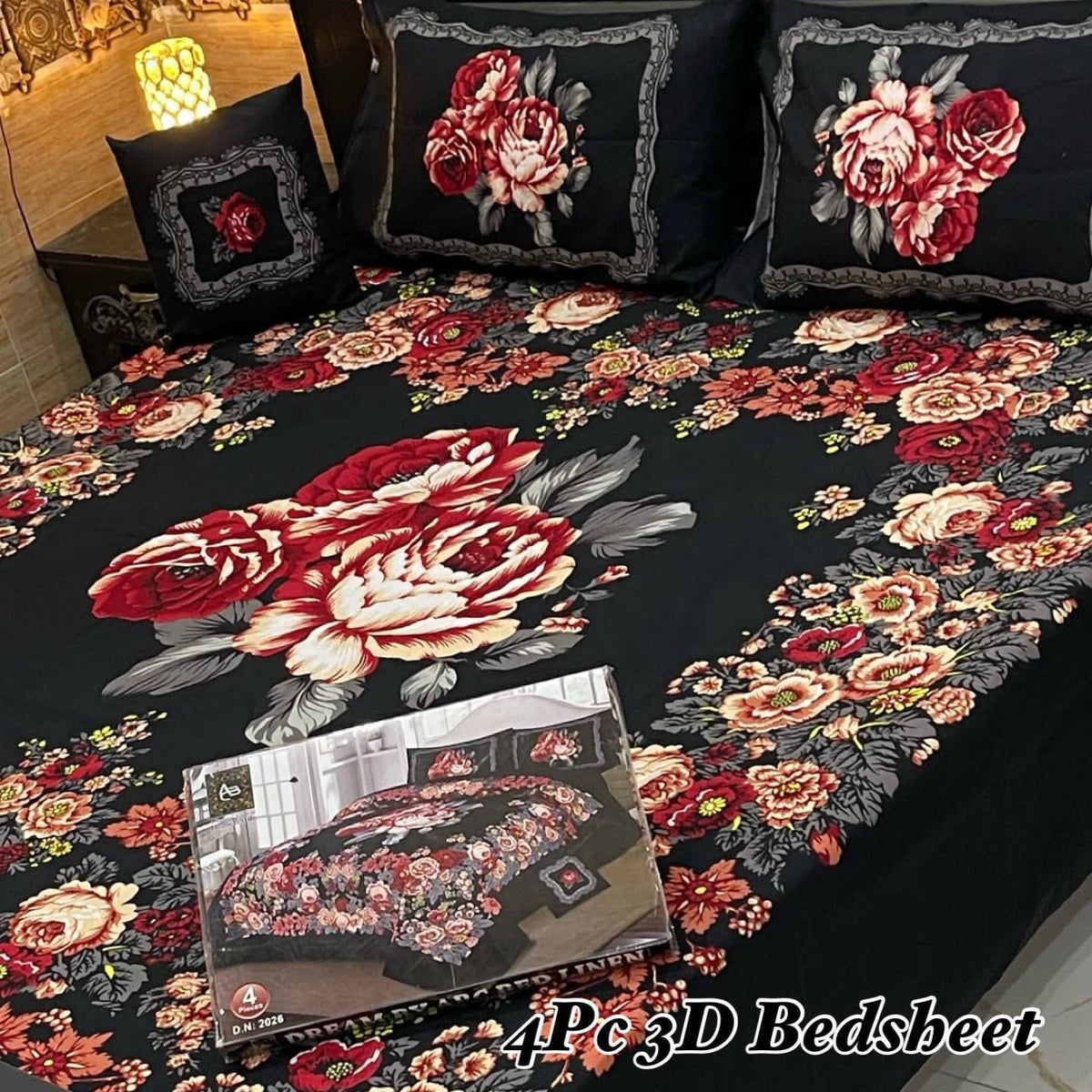 4Pc 3D Panel Bedsheet🔥