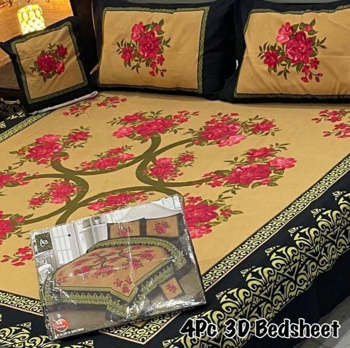 4Pc 3D Panel Bedsheet🔥