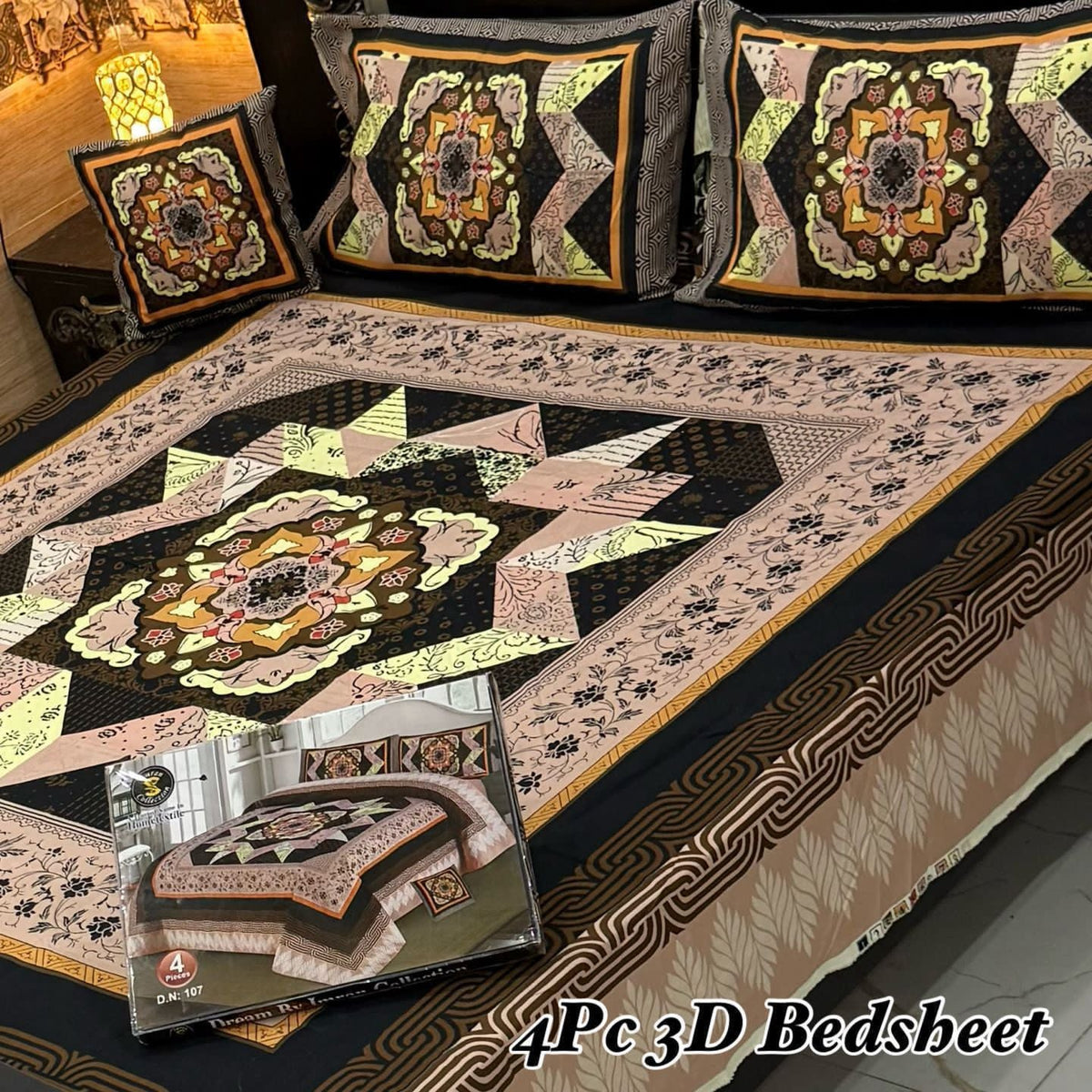 4Pc 3D Panel Bedsheet🔥