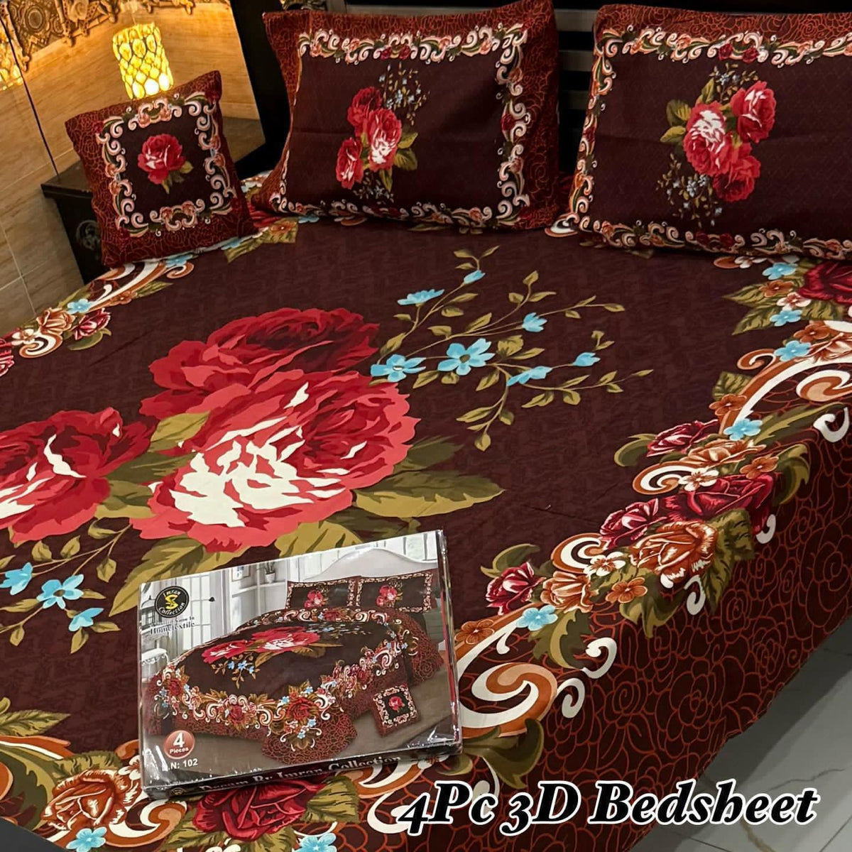 4Pc 3D Panel Bedsheet🔥