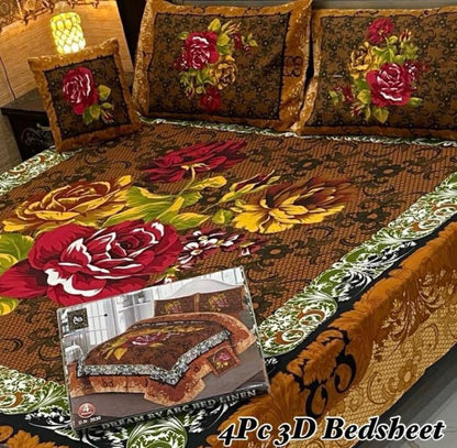 4Pc 3D Panel Bedsheet🔥