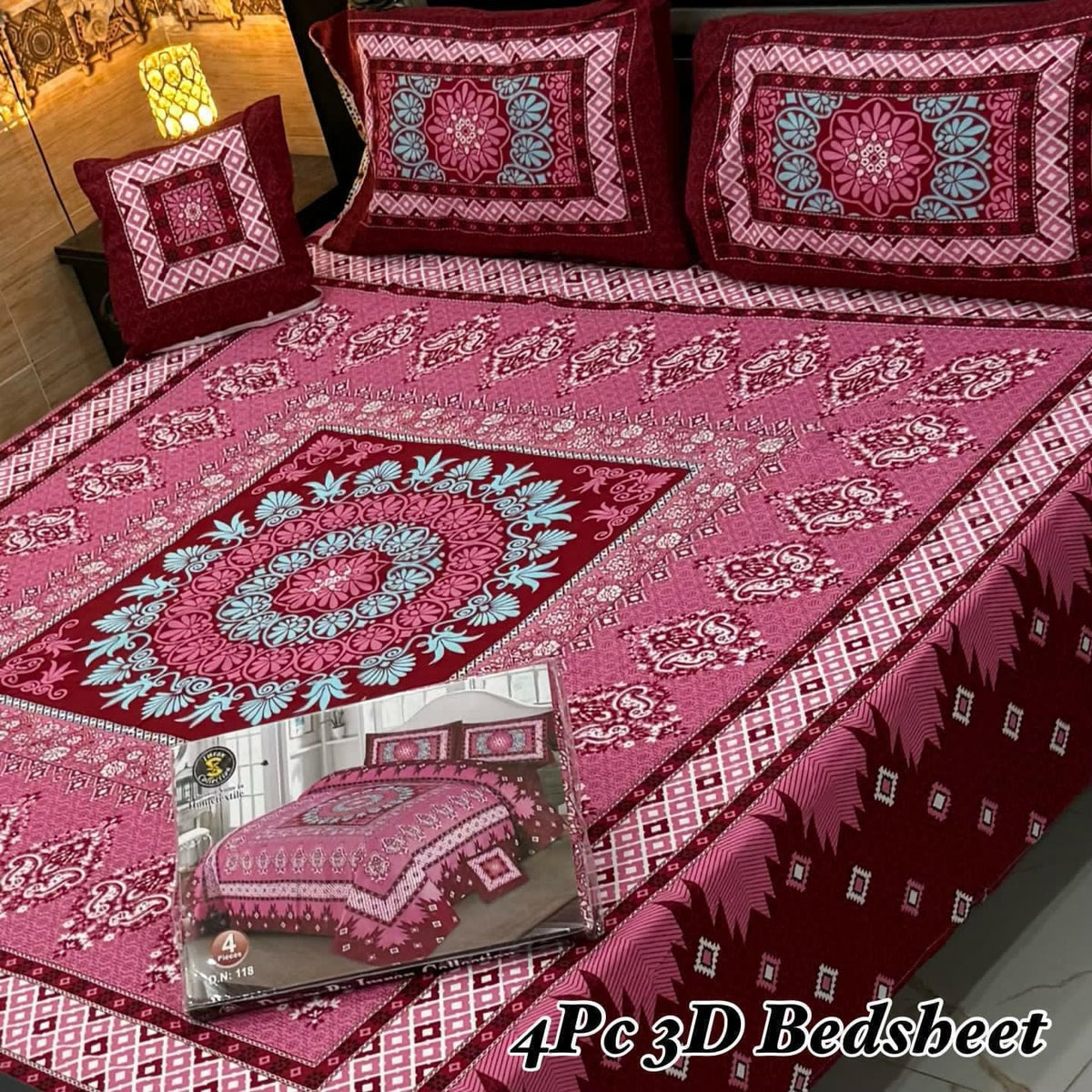 4Pc 3D Panel Bedsheet🔥