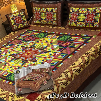 4Pc 3D Panel Bedsheet🔥