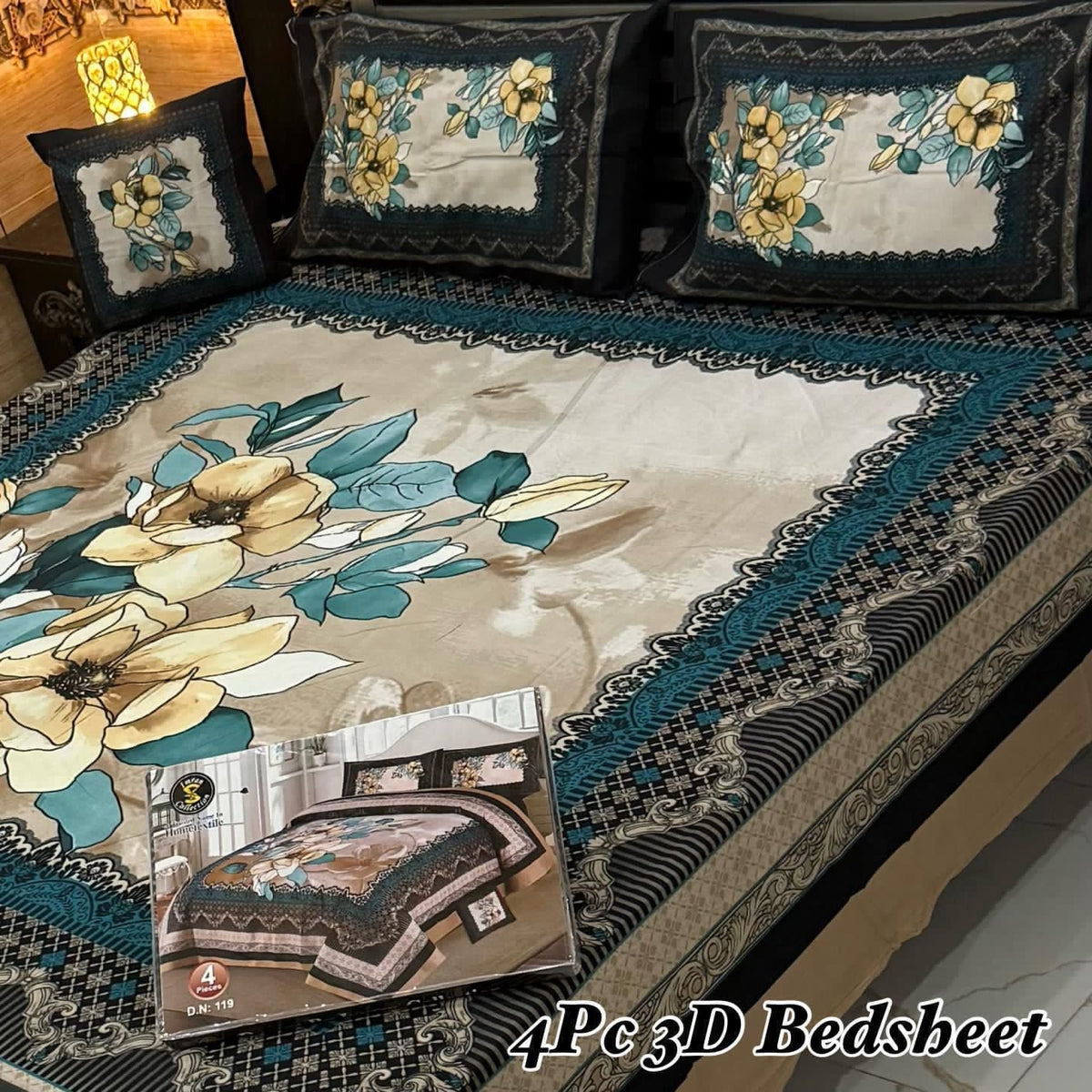 4Pc 3D Panel Bedsheet🔥