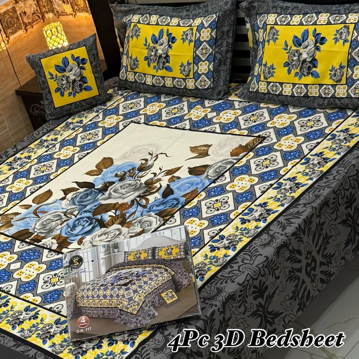 4Pc 3D Panel Bedsheet🔥
