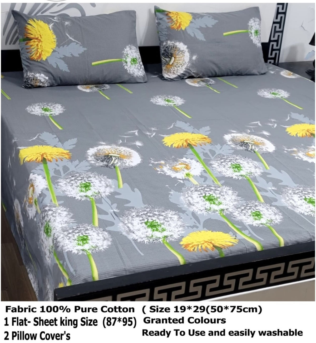 🌼 100% PURE COTTON KING SIZE BEDSHEET 🌼 ✨ Export Quality | Premium Floral Design ✨