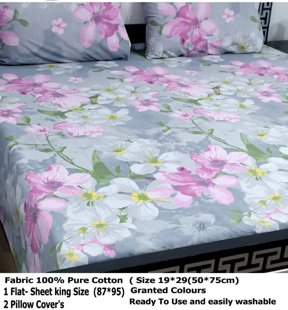 🌼 100% PURE COTTON KING SIZE BEDSHEET 🌼 ✨ Export Quality | Premium Floral Design ✨