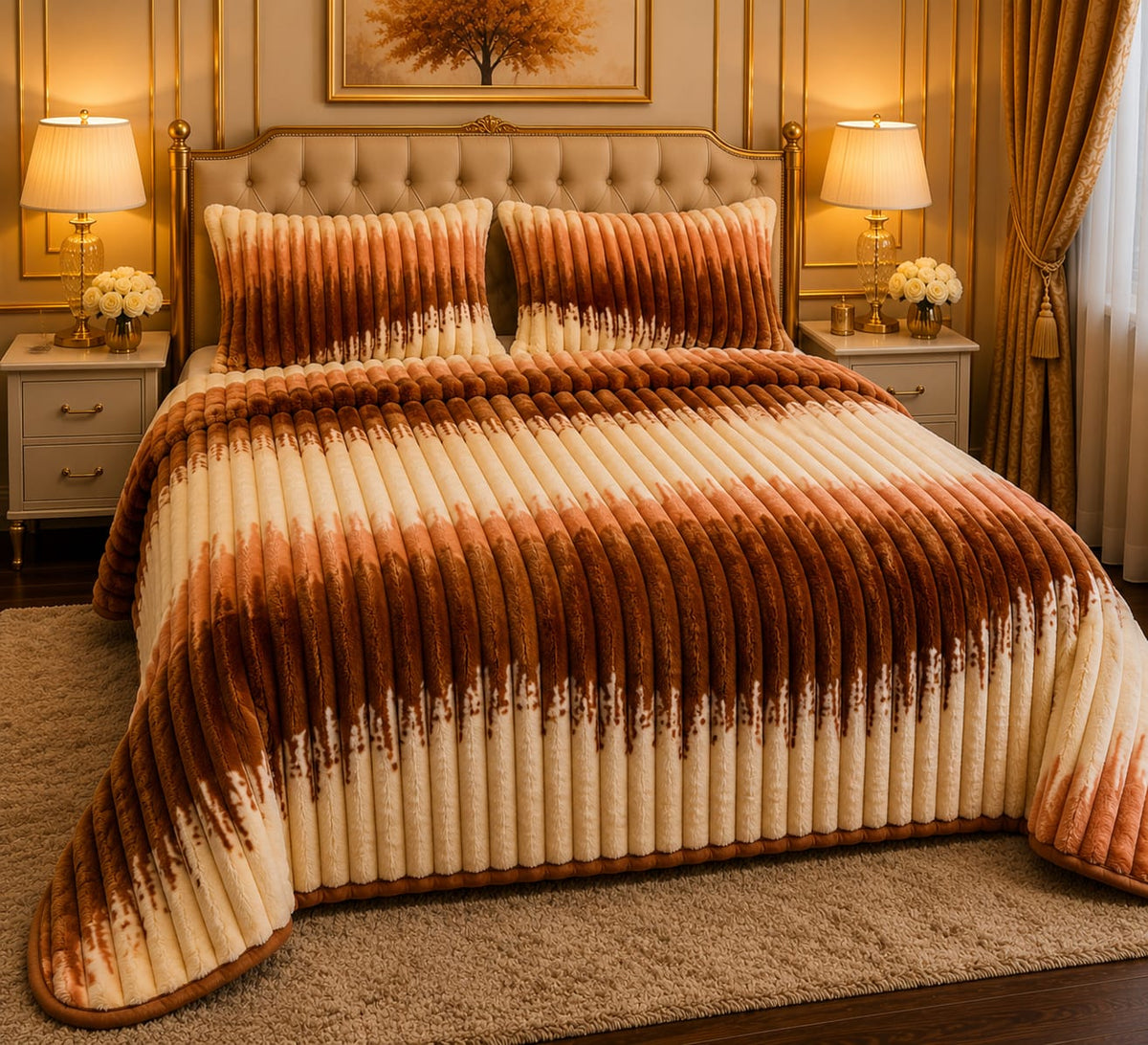 Luxury AC Fleece Blanket for Double Bed | Soft & Cozy Textured Bed Blanket