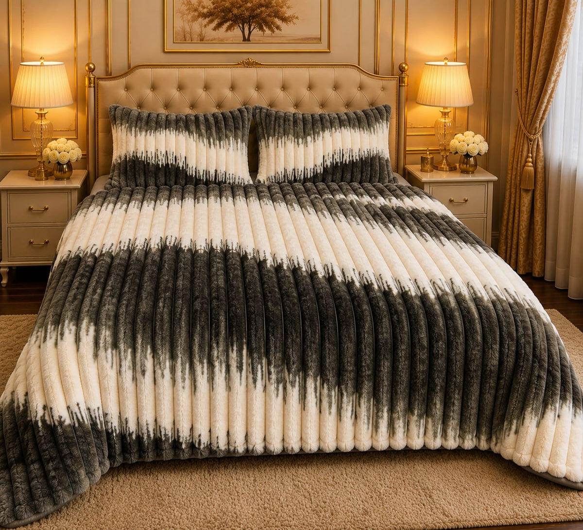 Luxury AC Fleece Blanket for Double Bed | Soft & Cozy Textured Bed Blanket