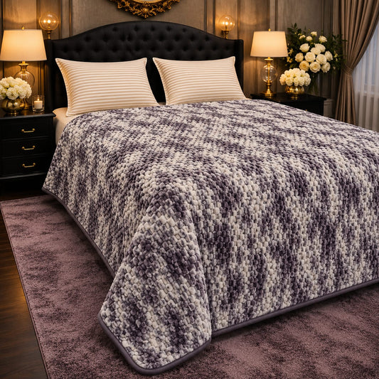 Luxury AC Fleece Blanket for Double Bed | Soft & Cozy Textured Bed Blanket