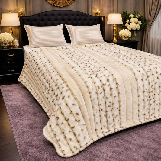 Luxury AC Fleece Blanket for Double Bed | Soft & Cozy Textured Bed Blanket