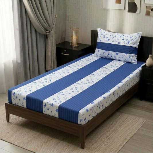 2 PC Patchwork Bedsheet Set – Single Bed Cotton Bedsheet with Pillow Cover