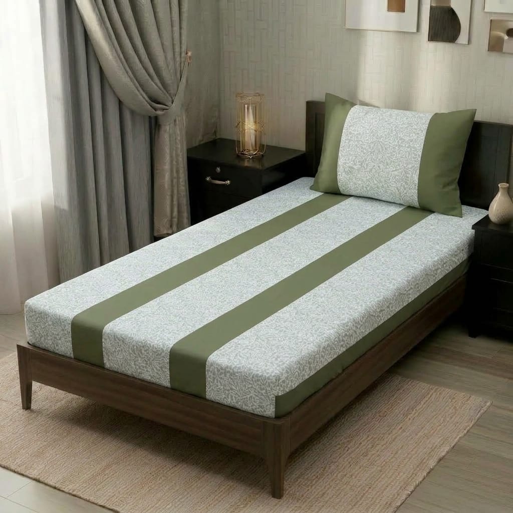 2 PC Patchwork Bedsheet Set – Single Bed Cotton Bedsheet with Pillow Cover