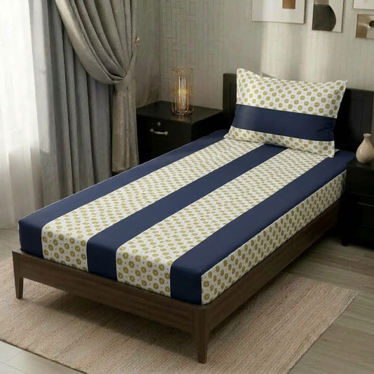2 PC Patchwork Bedsheet Set – Single Bed Cotton Bedsheet with Pillow Cover