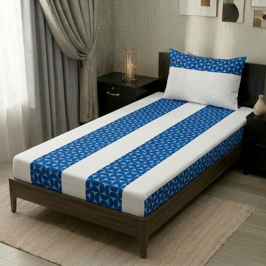 2 PC Patchwork Bedsheet Set – Single Bed Cotton Bedsheet with Pillow Cover