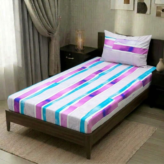 2 PC Patchwork Bedsheet Set – Single Bed Cotton Bedsheet with Pillow Cover