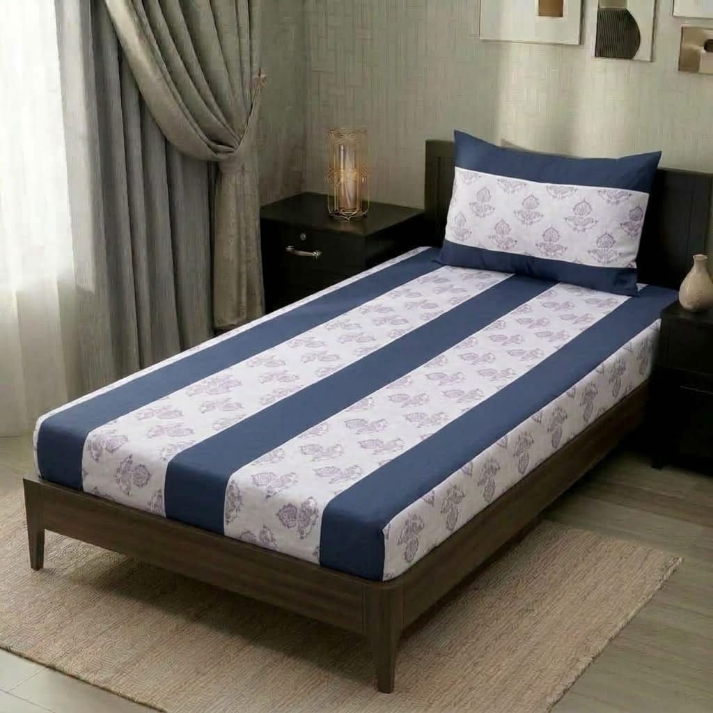 2 PC Patchwork Bedsheet Set – Single Bed Cotton Bedsheet with Pillow Cover