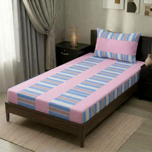 2 PC Patchwork Bedsheet Set – Single Bed Cotton Bedsheet with Pillow Cover