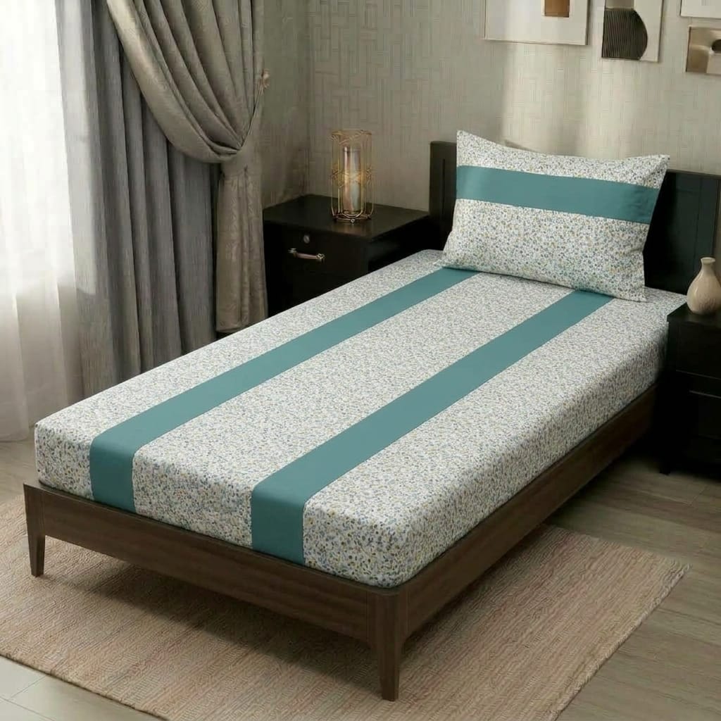2 PC Patchwork Bedsheet Set – Single Bed Cotton Bedsheet with Pillow Cover