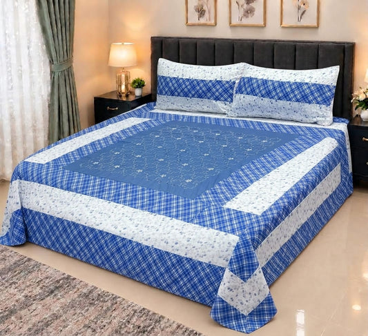 Embroidered Patch Work King Size Bedsheet | Premium Cotton