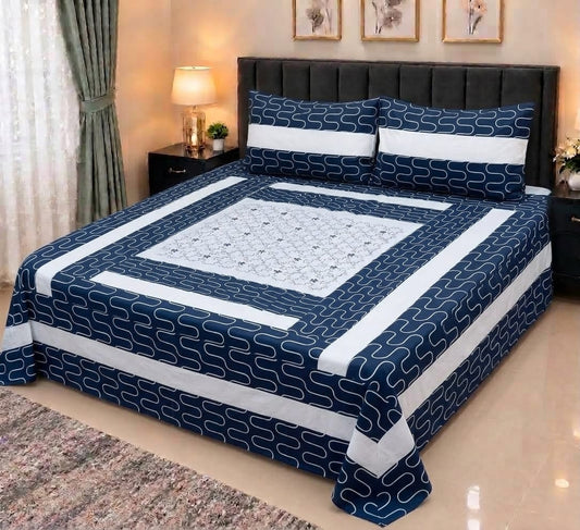 Embroidered Patch Work King Size Bedsheet | Premium Cotton