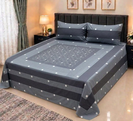 Embroidered Patch Work King Size Bedsheet | Premium Cotton