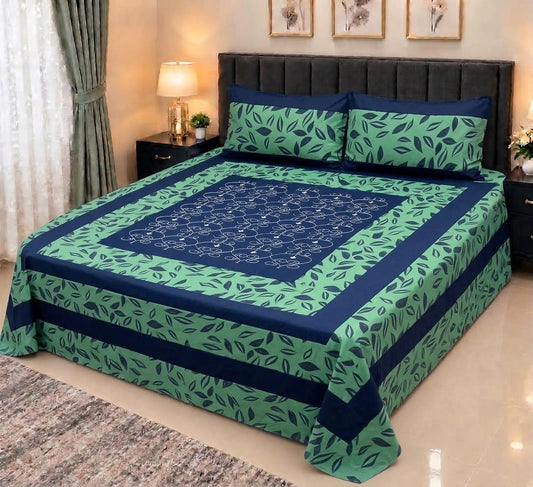 Embroidered Patch Work King Size Bedsheet | Premium Cotton