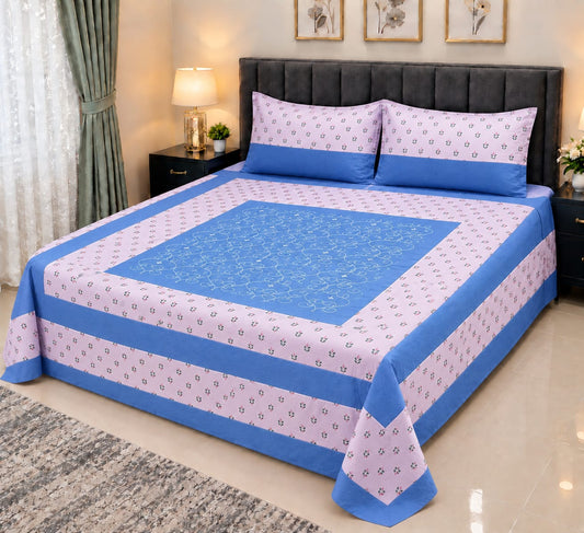 Embroidered Patch Work King Size Bedsheet | Premium Cotton