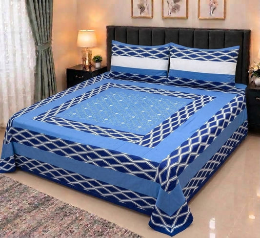 Embroidered Patch Work King Size Bedsheet | Premium Cotton