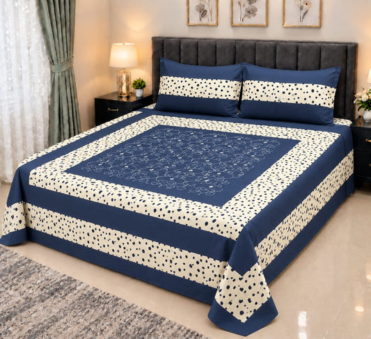 Embroidered Patch Work King Size Bedsheet | Premium Cotton