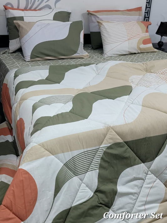 6 Piece Cotton Comforter Set King Size | 100% Pure Cotton Quilted Bedspread with Bedsheet & 4 Pillow Covers | Soft Floral Bedding Set