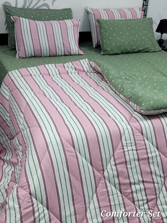 6 Piece Cotton Comforter Set King Size | 100% Pure Cotton Quilted Bedspread with Bedsheet & 4 Pillow Covers | Soft Floral Bedding Set