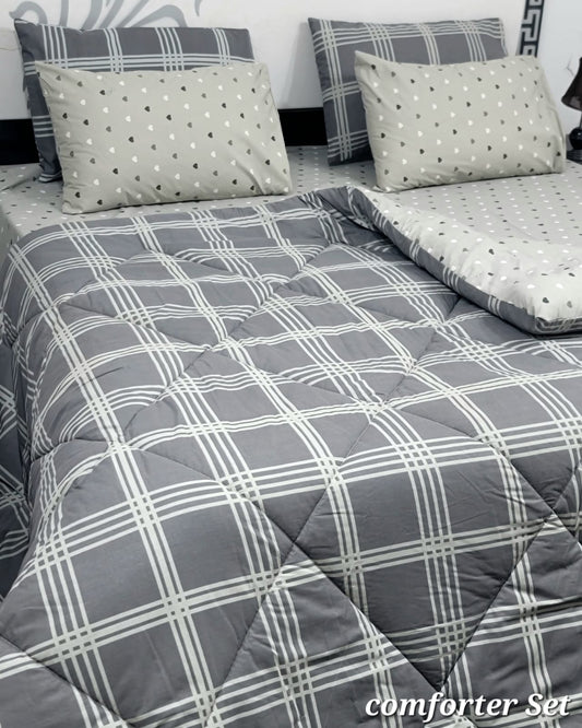 6 Piece Cotton Comforter Set King Size | 100% Pure Cotton Quilted Bedspread with Bedsheet & 4 Pillow Covers | Soft Floral Bedding Set