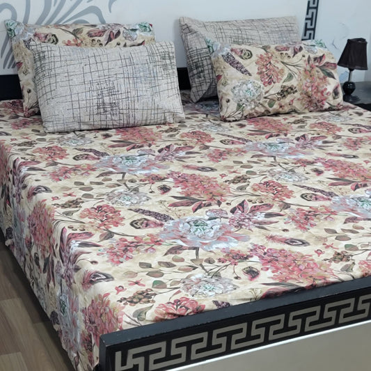 5 Piece King Size Pure Cotton Bedsheet Set – Export Quality