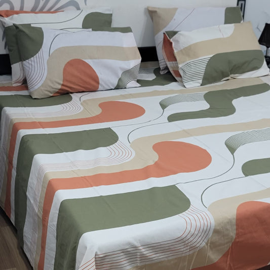 5 Piece King Size Pure Cotton Bedsheet Set – Export Quality