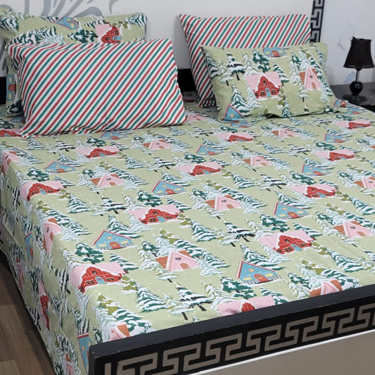 5 Piece King Size Pure Cotton Bedsheet Set – Export Quality