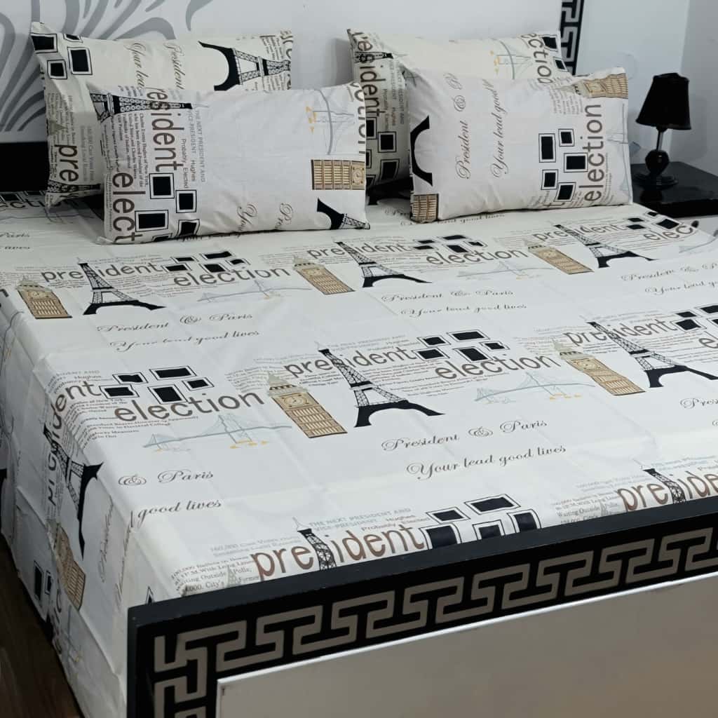 5 Piece King Size Pure Cotton Bedsheet Set – Export Quality