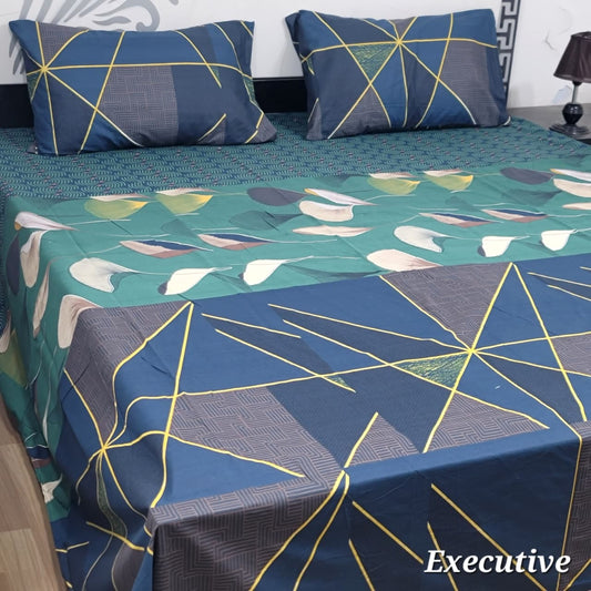 Jumbo Size Export Quality Pure Cotton Bedsheet 3 PC Set | 95×95 Inch King Size Bedshee