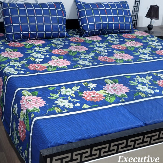 Jumbo Size Export Quality Pure Cotton Bedsheet 3 PC Set | 95×95 Inch King Size Bedshee
