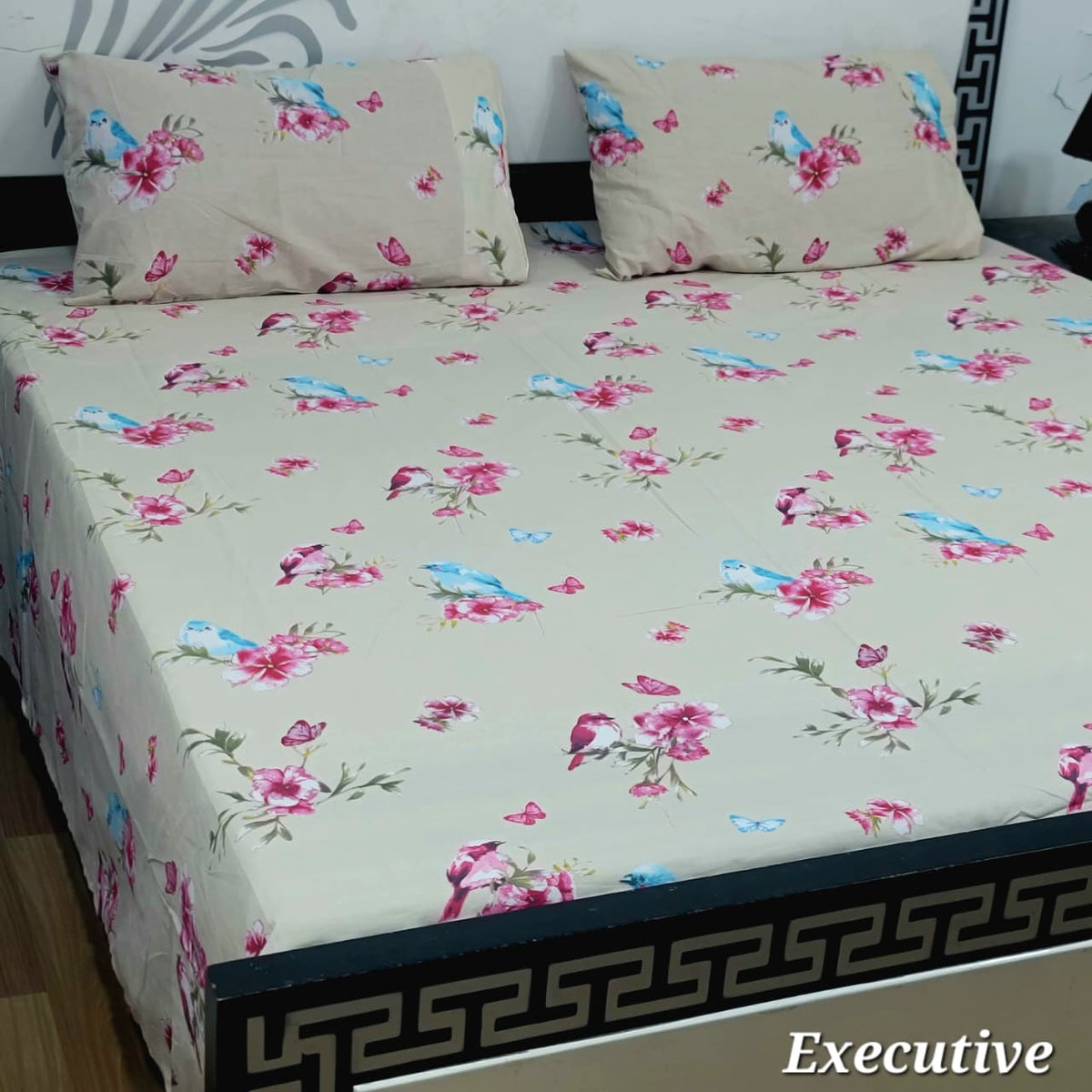 Jumbo Size Export Quality Pure Cotton Bedsheet 3 PC Set | 95×95 Inch King Size Bedshee