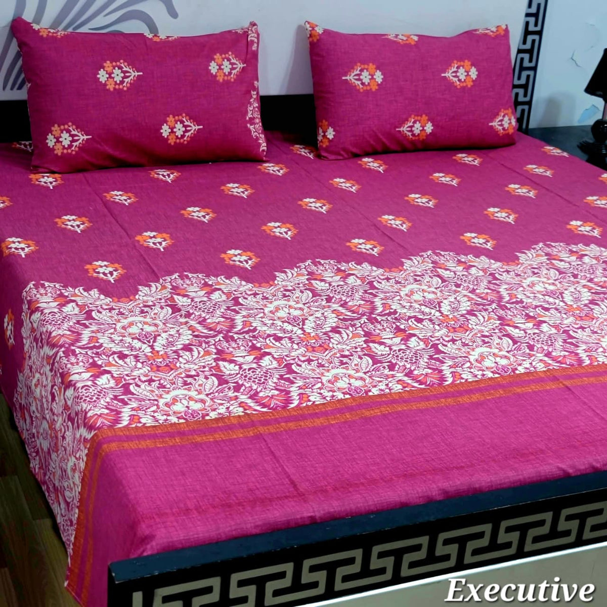 Jumbo Size Export Quality Pure Cotton Bedsheet 3 PC Set | 95×95 Inch King Size Bedshee