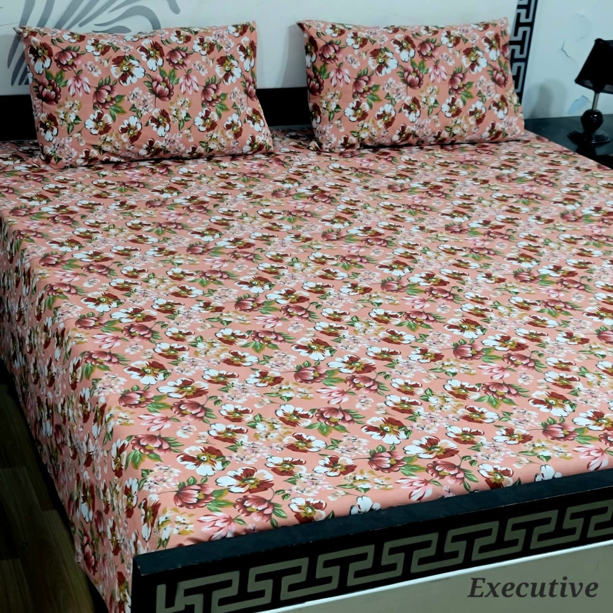 Jumbo Size Export Quality Pure Cotton Bedsheet 3 PC Set | 95×95 Inch King Size Bedshee