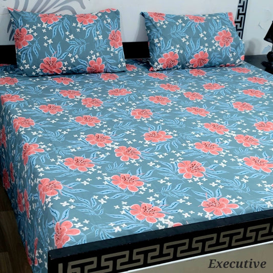 Jumbo Size Export Quality Pure Cotton Bedsheet 3 PC Set | 95×95 Inch King Size Bedshee