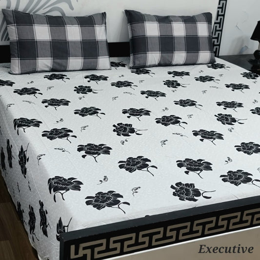 Jumbo Size Export Quality Pure Cotton Bedsheet 3 PC Set | 95×95 Inch King Size Bedshee