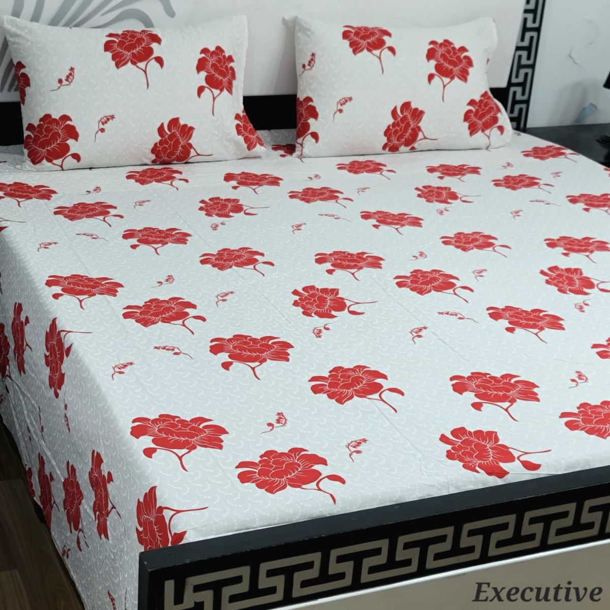 Jumbo Size Export Quality Pure Cotton Bedsheet 3 PC Set | 95×95 Inch King Size Bedshee