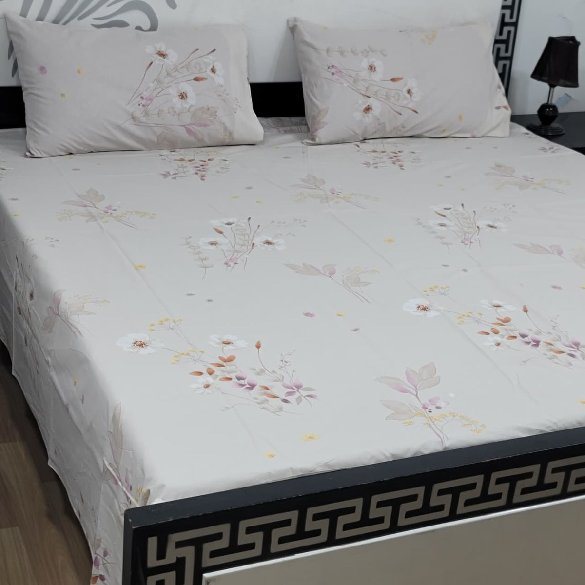 Export Quality 100% Pure Cotton King Size Bedsheet Set | Double Bed Floral Bedsheet with 2 Pillow Covers